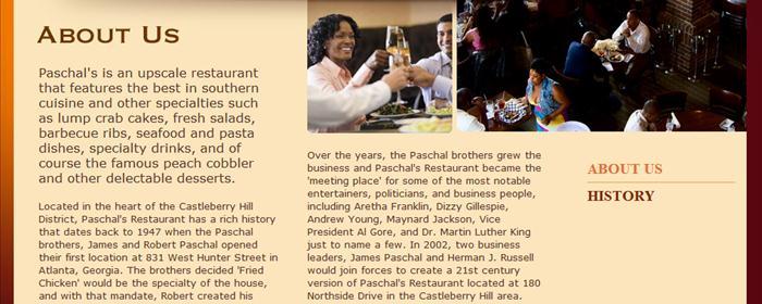 Paschal's menu page